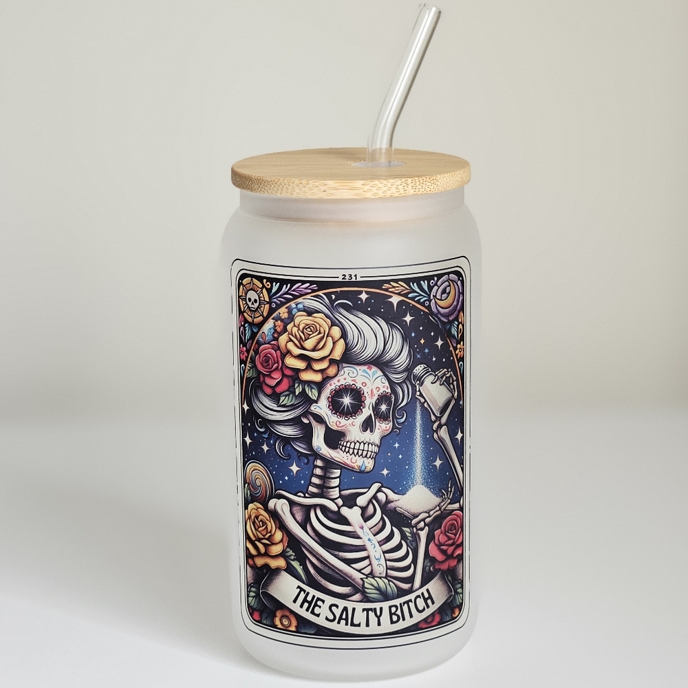 The Salty Tarot Card 16ox Frosted Beer Can Glass Cup